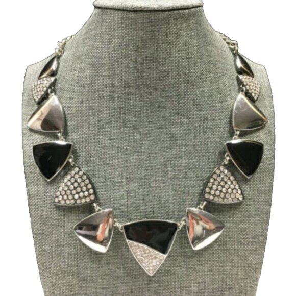 White House Black Market Pave Shields Necklace & Bracelet Set | Black & Silver - Picture 2 of 4